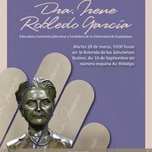 Grafico del CXXXIII Aniversario del Natalicio de la Dra. Irene Robledo García, educadora, humanista jalisciense y fundadora de la Universidad de Guadalajara