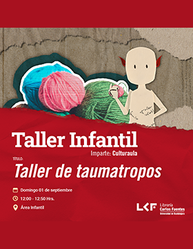 Cartel del Taller infantil Título: Taller de taumatropos