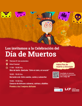 Cartel de la Celebración del Día de Muertos "Una noche de calaveras, catrinas y diablitos"