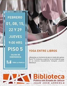 Cartel de Yoga entre libros