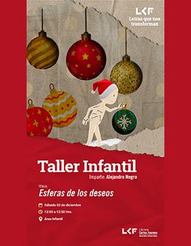 Cartel del Taller infantil. Título: Esferas de los deseos