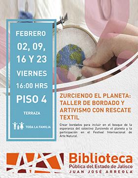 Cartel del Zurciendo el planeta: Taller de bordado y artivismo con rescate textil