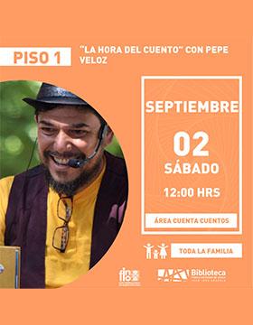 Cartel de “La hora del cuento” con Pepe Veloz