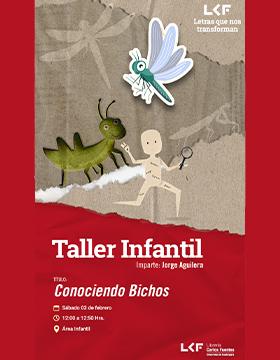Cartel del Taller infantil. Título: Conociendo bichos