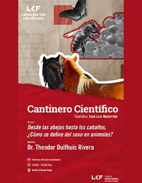 Cartel del Cantinero científico. Título: Desde las abejas hasta los caballos, ¿Cómo se define el sexo en animales?