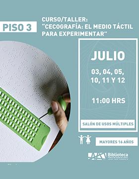 Cartel de Curso/taller: Cecografía: el medio táctil para experimentar