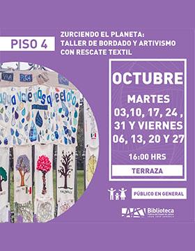 Cartel de Zurciendo el planeta: Taller de bordado y artivismo con rescate textil