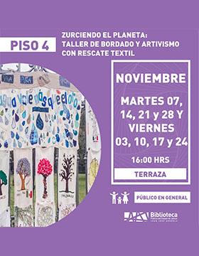 Cartel de Zurciendo el planeta: Taller de bordado y artivismo con rescate textil