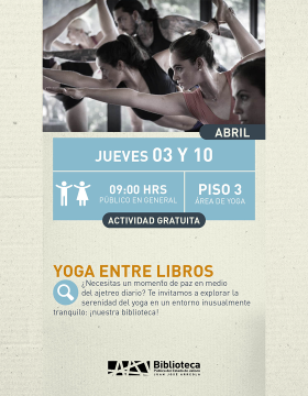 Cartel de Yoga entre libros