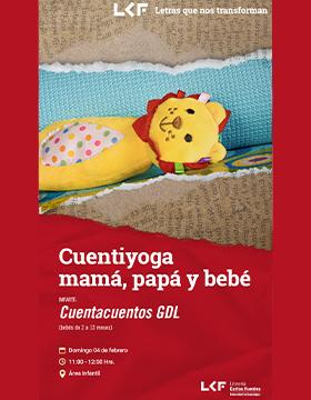 Cartel de Cuentiyoga mamá, papá y bebé