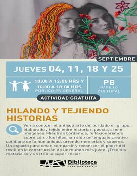 Cartel de Hilando y tejiendo historias