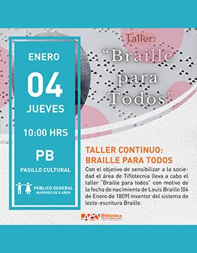Cartel del Taller continuo: Braille para todos