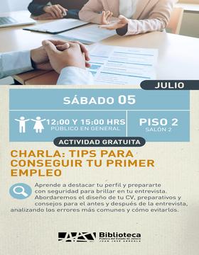 Charla: Tips para conseguir tu primer empleo