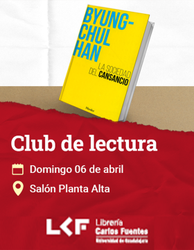 Cartel del Club de Lectura. Kintsugi Filosófico. Título La sociedad del cansancio