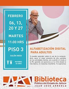 Cartel de la Alfabetización digital para adultos