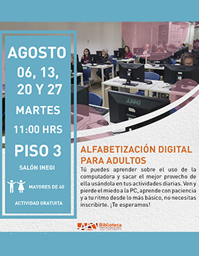 Cartel de Alfabetización digital para adultos