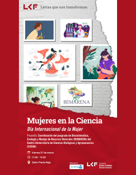 Cartel de Mujeres en la ciencia.Día Internacional de la Mujer