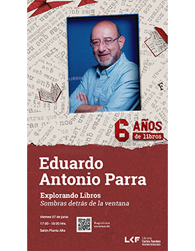 Cartel de Explorando libros. Sombras detrás de la ventana