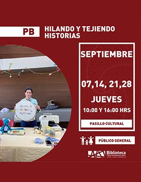 Cartel de Hilando y tejiendo historias