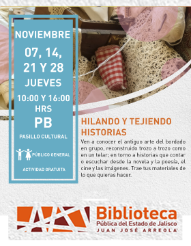 Cartel de Hilando y tejiendo historias