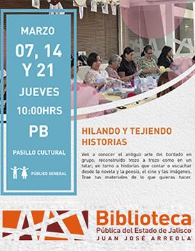 Cartel de Hilando y tejiendo historias