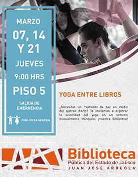Cartel de Yoga entre libros