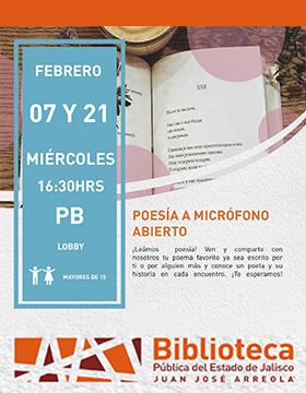 Cartel de Poesía a micrófono abierto