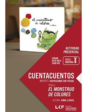 Cartel del Cuentacuentos.  Título: El monstruo de colores