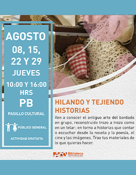 Cartel de Hilando y tejiendo historias