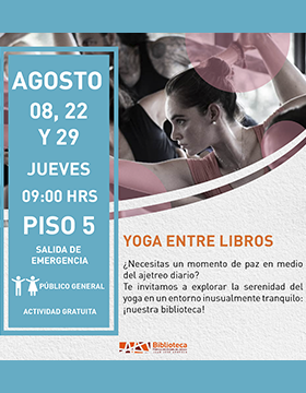 Cartel de Yoga entre libros