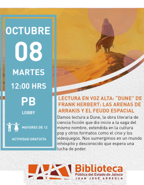 Cartel de Lectura en voz alta: “Dune” de Frank Herbert: Las arenas de Arrakis y el feudo espacial