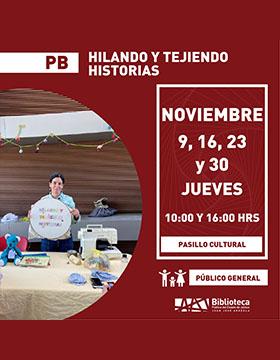 Cartel de Hilando y tejiendo historias