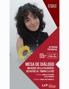 Mesa de diálogo.  Título: Mujeres en la filosofía: desafíos al tomar la voz.