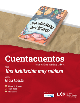 Cartel del Cuentacuentos. Título Una habitación muy ruidosa