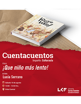 Cartel del Cuentacuentos. Título: ¡Qué niño más lento!