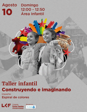 Cartel del Taller infantil. Título Construyendo e imaginando