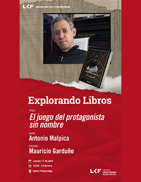 Cartel de Explorando Libros. Título: El juego del protagonista sin nombre