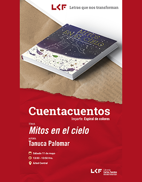 Cartel del Cuentacuentos. Título: Mitos en el cielo