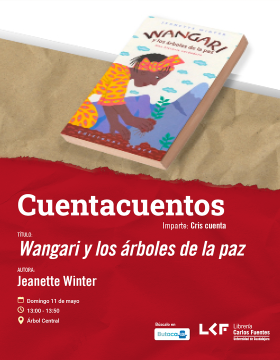 Cartel del Cuentacuentos. Título Wangari y los árboles de la paz