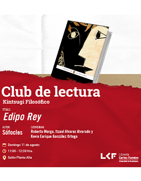 Cartel del Club de Lectura. Kintsugi Filosófico. Título: Edipo Rey