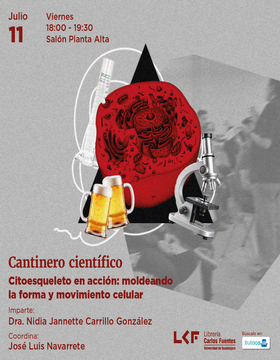 Cartel del Cantinero científico. Citoesqueleto en acción 