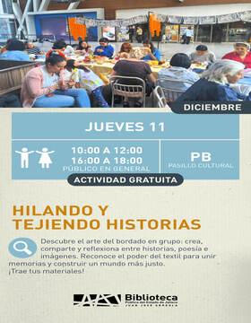 Cartel de Hilando y tejiendo historias