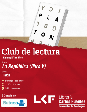 Cartel del Club de Lectura. Kintsugi Filosófico. Título: La República (libro V)