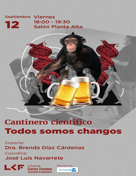 Cartel del Cantinero científico.  Título: Todos somos changos