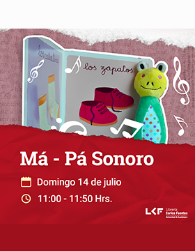 Cartel del Cuentos y música para bebés de 2 a 24 meses. Título: Má – Pá Sonoro