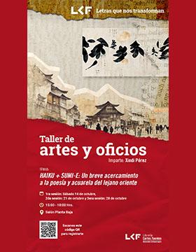 Cartel del Taller de artes y oficios. Título: Taller de Cartonería Contemporánea “Calaverita”