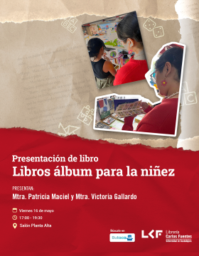 Cartel de la Presentación del libro. Título Libros álbum para la niñez