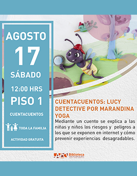 Cartel del Cuentacuentos: Lucy detective por Marandina Yoga