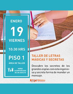Cartel del Taller de letras mágicas y secretas