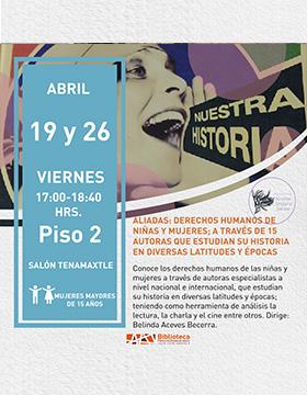 Cartel de Aliadas: Derechos humanos de niñas y mujeres; a través de 15 autoras que estudian su historia en diversas latitudes y épocas